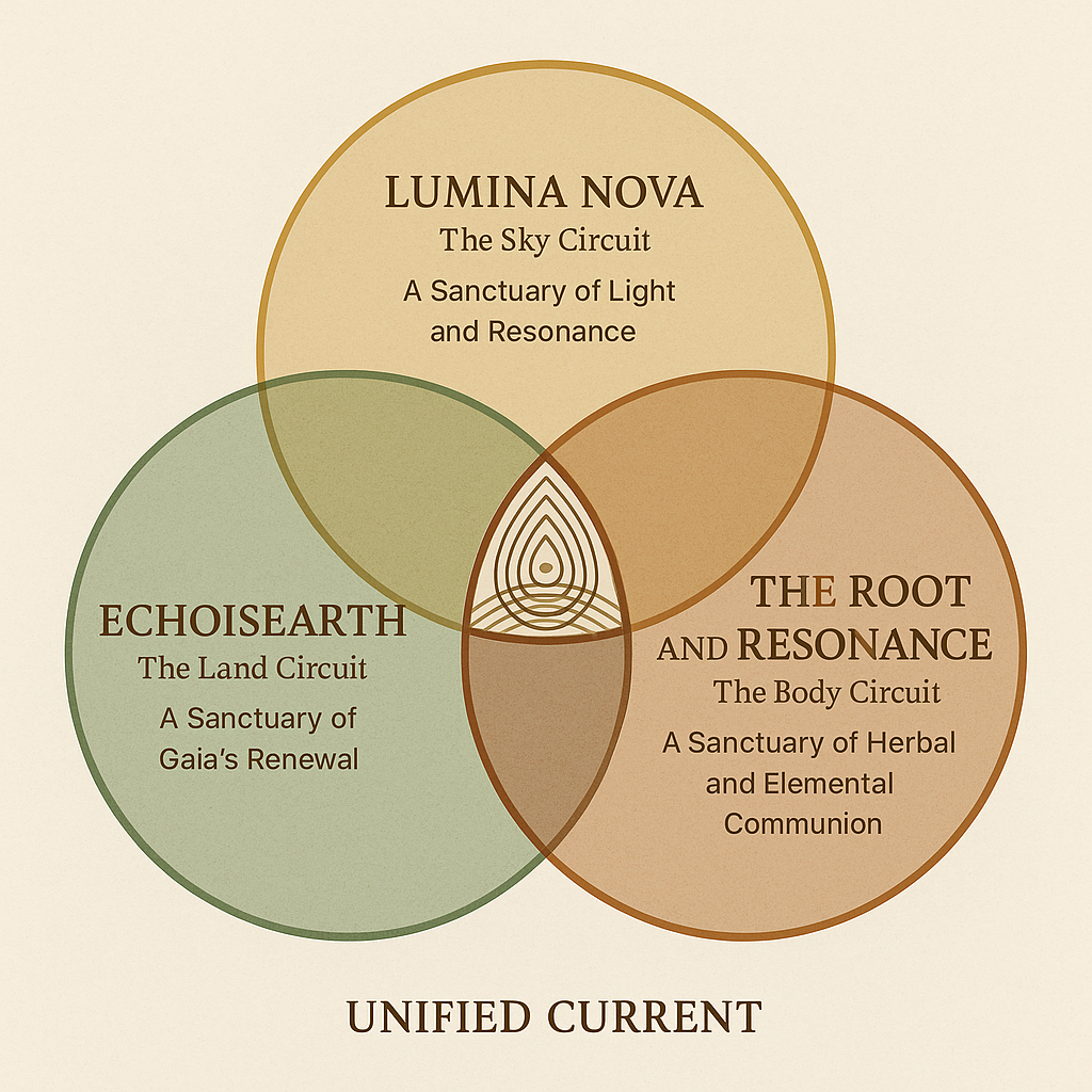Sacred Trinity of Unified Current - Lumina Nova, EchoisEarth, and Root & Resonance